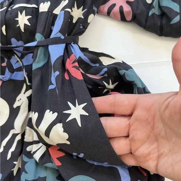 Anorak Love Print Love Planet Midi Animal Print Button Up Dress Size 10 - Picture 8 of 12